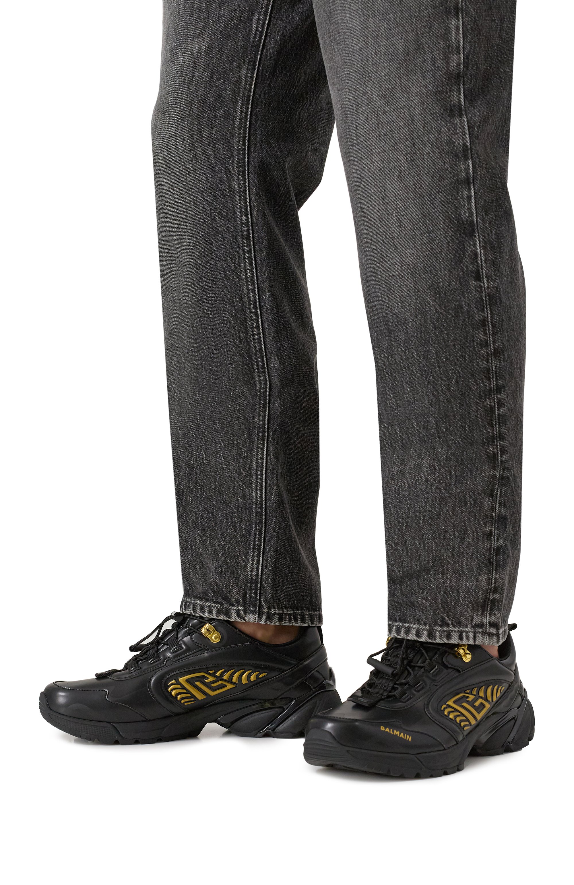 Комбинированные кроссовки cosmic dust BALMAIN черного цвета по цене 89250 руб., арт. FM1VI357/LGSY, фото 3 Комбинированные кроссовки cosmic dust BALMAIN, арт. FM1VI357/LGSY, фото 3