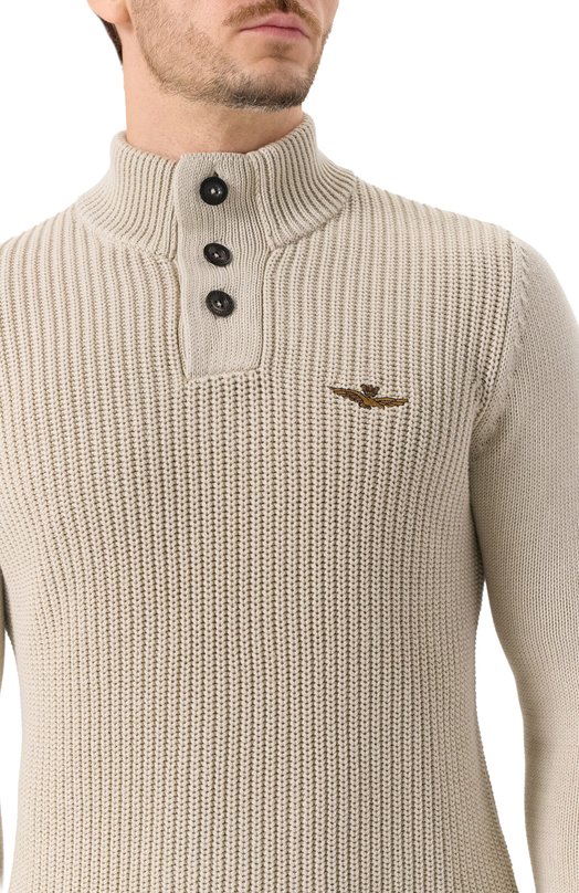 Хлопковый свитер Aeronautica Militare MA1572UL00409 Бежевый  MA1572UL00409 Фото 5