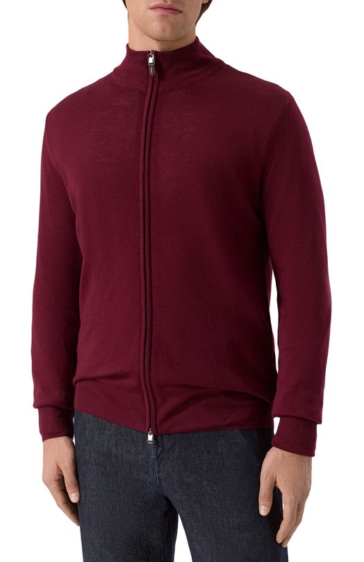 Шерстяной кардиган Canali C0022/MK01149 Бордовый  C0022/MK01149 Фото 3