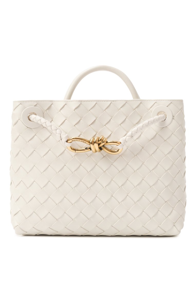 Женская сумка andiamo small BOTTEGA VENETA молочного цвета, арт. 766014/VCPP1 | Фото 1 (Материал: Натуральная кожа; Ремень/цепочка: На ремешке; Размер: small; Автоматизация состава: Проставлено; Автоматизация ТО: Проставлено)