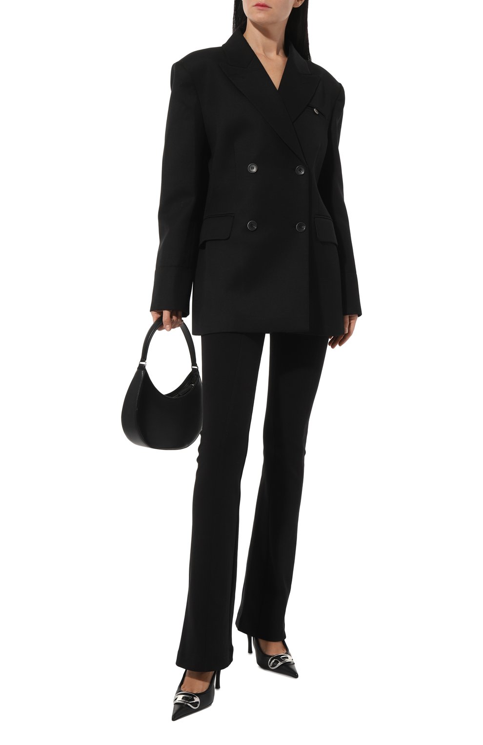 Хлопковые брюки WHO_AM черного цвета по цене 12900 руб., арт. FP2-SS22.1-BBLK, фото 2 Хлопковые брюки WHO_AM, арт. FP2-SS22.1-BBLK, фото 2