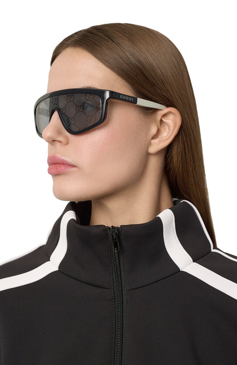 Женские солнцезащитные очки GUCCI черного цвета, арт. GG1736S 003 | Фото 2 (Нос: Не проставлено; Региональные ограничения белый список (Axapta Mercury): Не проста�влено; Материал: Пластик; Тип очков: С/з; Оптика Гендер: оптика-женское; Очки форма: Маска)
