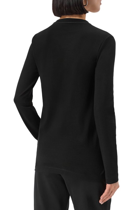 Хлопковый лонгслив Brunello Cucinelli MPT18B0107 Чёрный  MPT18B0107 Фото 4