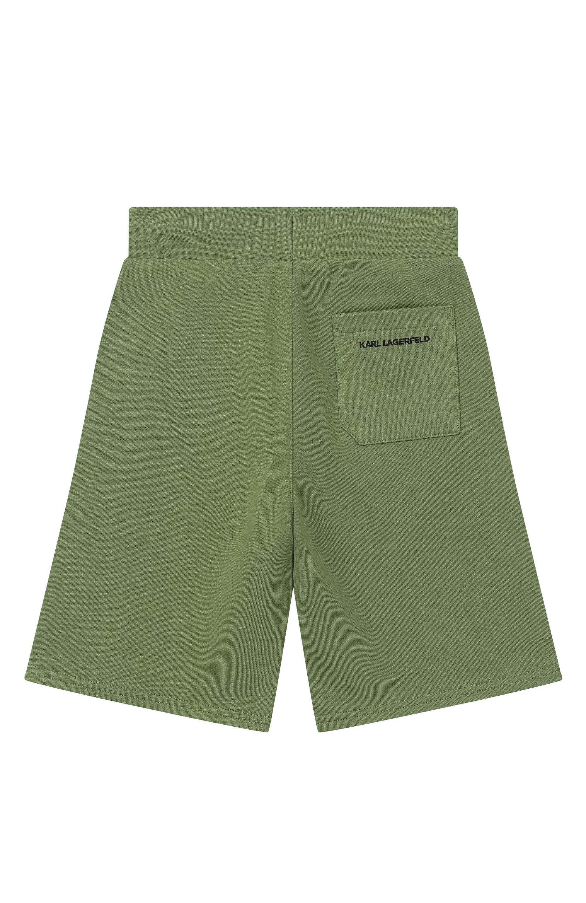 Хлопковые шорты KARL LAGERFELD KIDS хаки цвета по цене 15400 руб., арт. Z31082, фото 2 Хлопковые шорты KARL LAGERFELD KIDS, арт. Z31082, фото 2