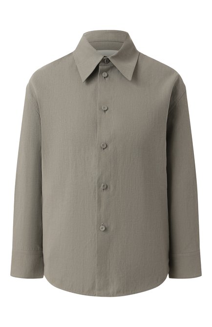 Женская льняная рубашка JIL SANDER серого цвета, арт. J02DL0205/J60001 | Фото 1 (Материал сплава: Проставлено; Длина (для топов): Стан�дартные; Рукава: Длинные; Драгоценные камни: Проставлено; Материал внешний: Лен)
