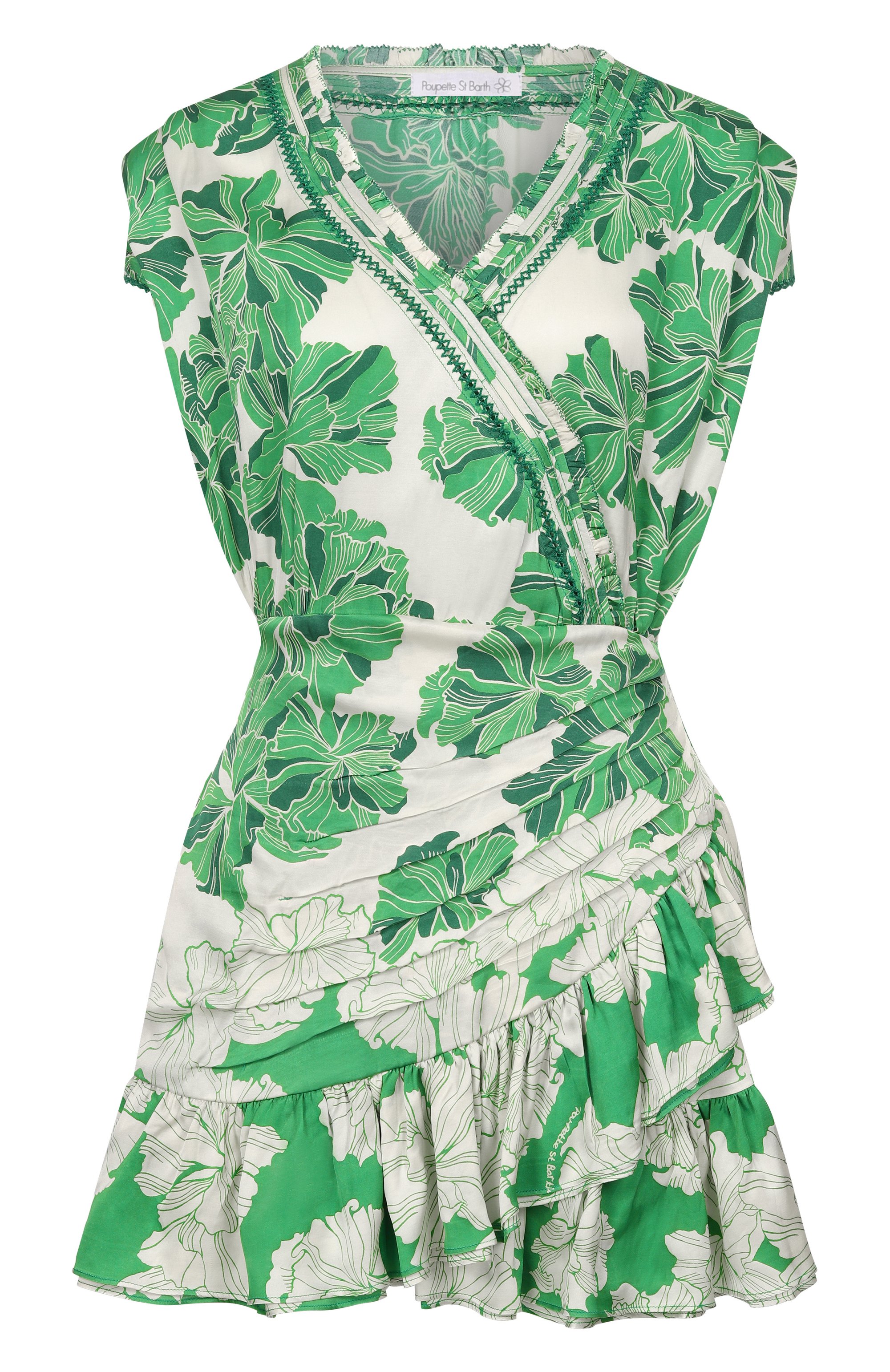 Платье из вискозы POUPETTE ST BARTH зеленого цвета по цене 48400 руб., арт. WETS26NVSFNN, фото 1 Платье из вискозы POUPETTE ST BARTH, арт. WETS26NVSFNN, фото 1