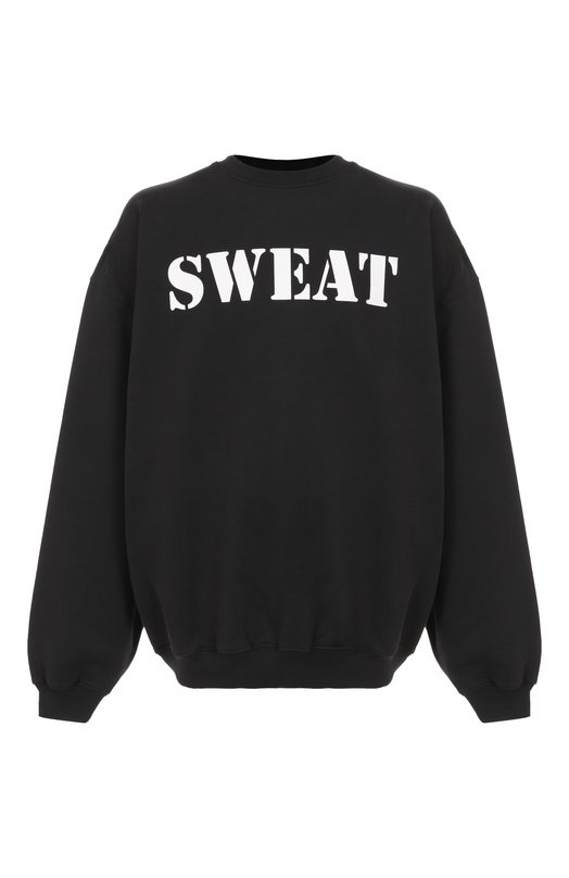 Хлопковый свитшот VETEMENTS UE54CW140B/1302 M0LLET0N Чёрный UE54CW140B/1302 M0LLET0N