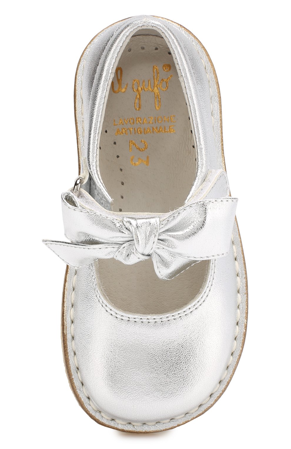 Кожаные туфли с застежкой велькро IL GUFO, арт. G202/VITELL0 LAMINAT0/23-26, фото 4