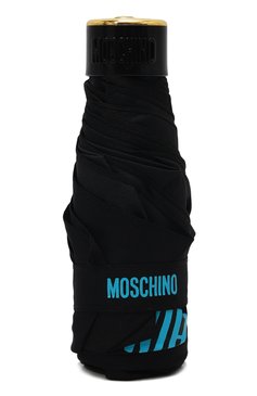 Женский складной зонт MOSCHINO черного цвета, арт. 8252 SUPERMINI | Фото 4 (Материал сплава: Проставлено; Нос: Не проставлено; Материал: Синтетический материал, Металл, Текстиль)