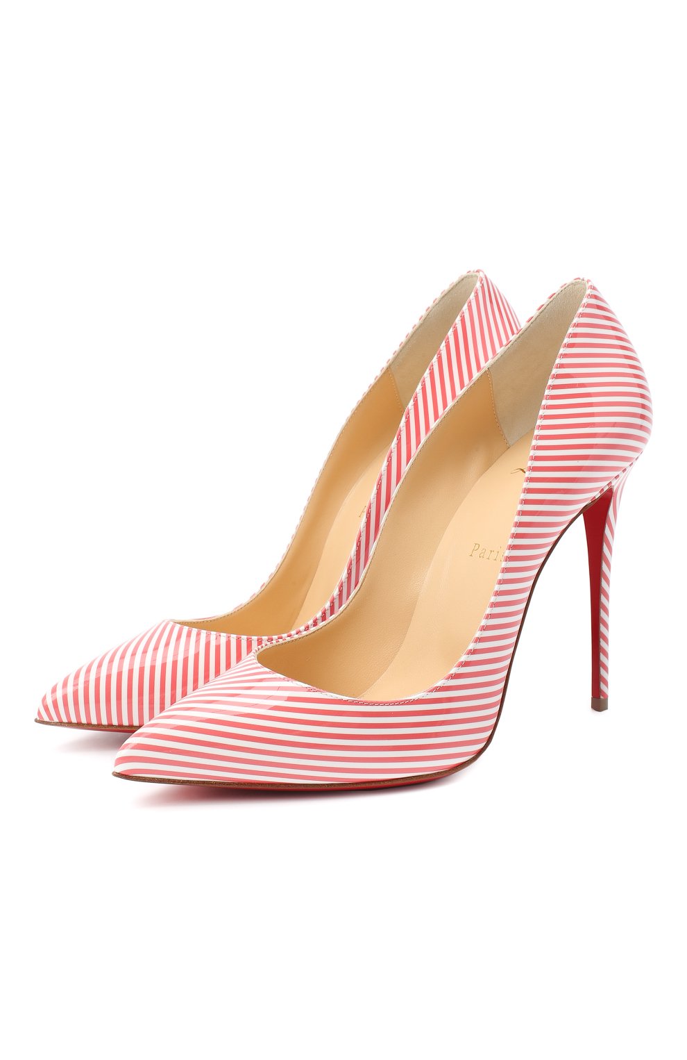 Кожаные туфли pigalle follies 100 CHRISTIAN LOUBOUTIN, арт. pigalle follies 100 patent stripes, фото 1