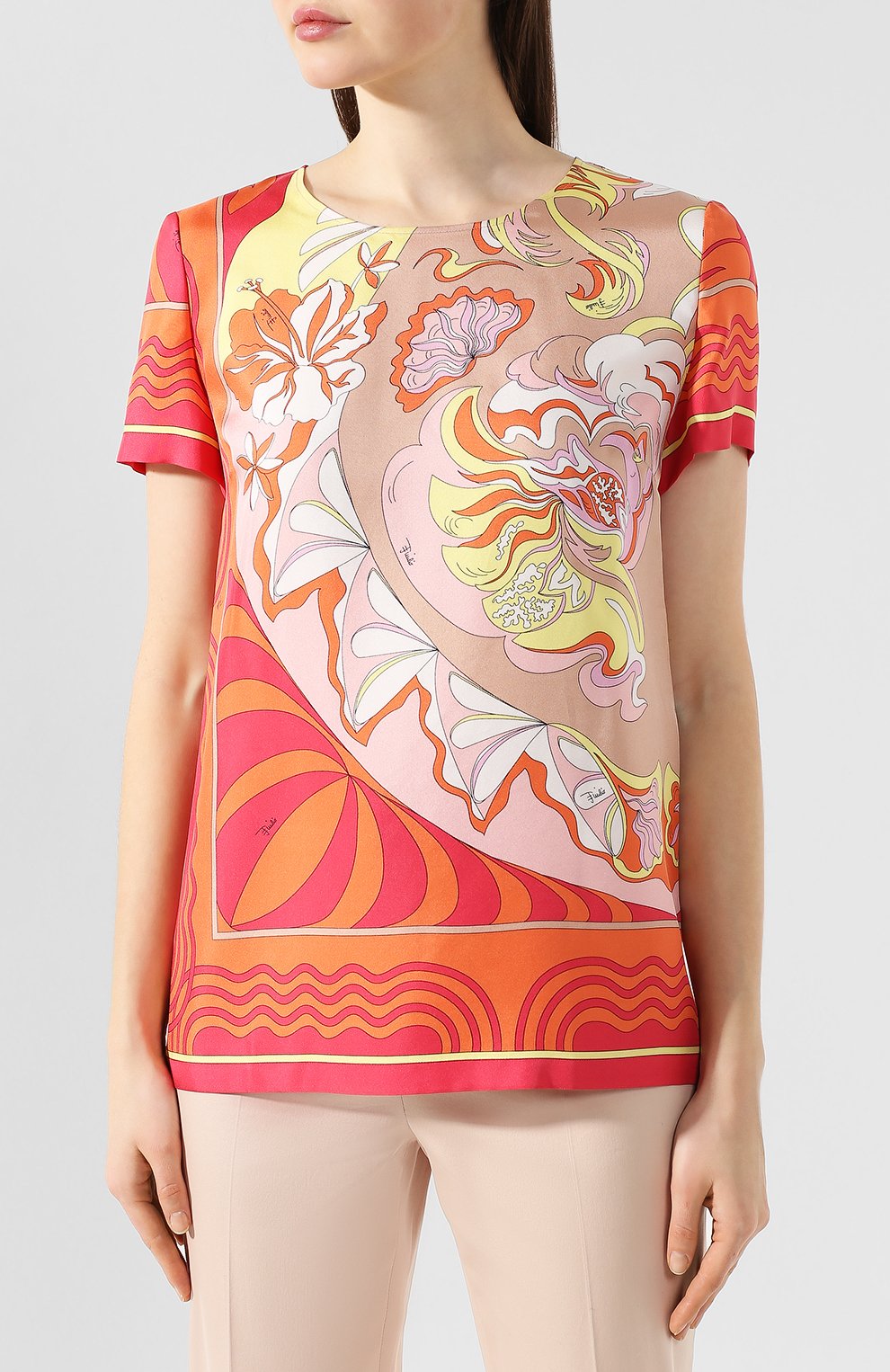 Шелковый топ EMILIO PUCCI розового цвета по цене 88950 руб., арт. 0ERM21/0E731, фото 3 Шелковый топ EMILIO PUCCI, арт. 0ERM21/0E731, фото 3