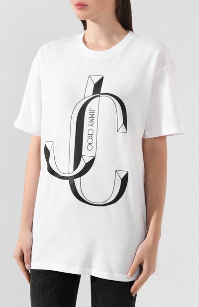 Хлопковая футболка JIMMY CHOO белого цвета по цене 24150 руб., арт. JC-TEE/S006, фото 3 Хлопковая футболка JIMMY CHOO, арт. JC-TEE/S006, фото 3