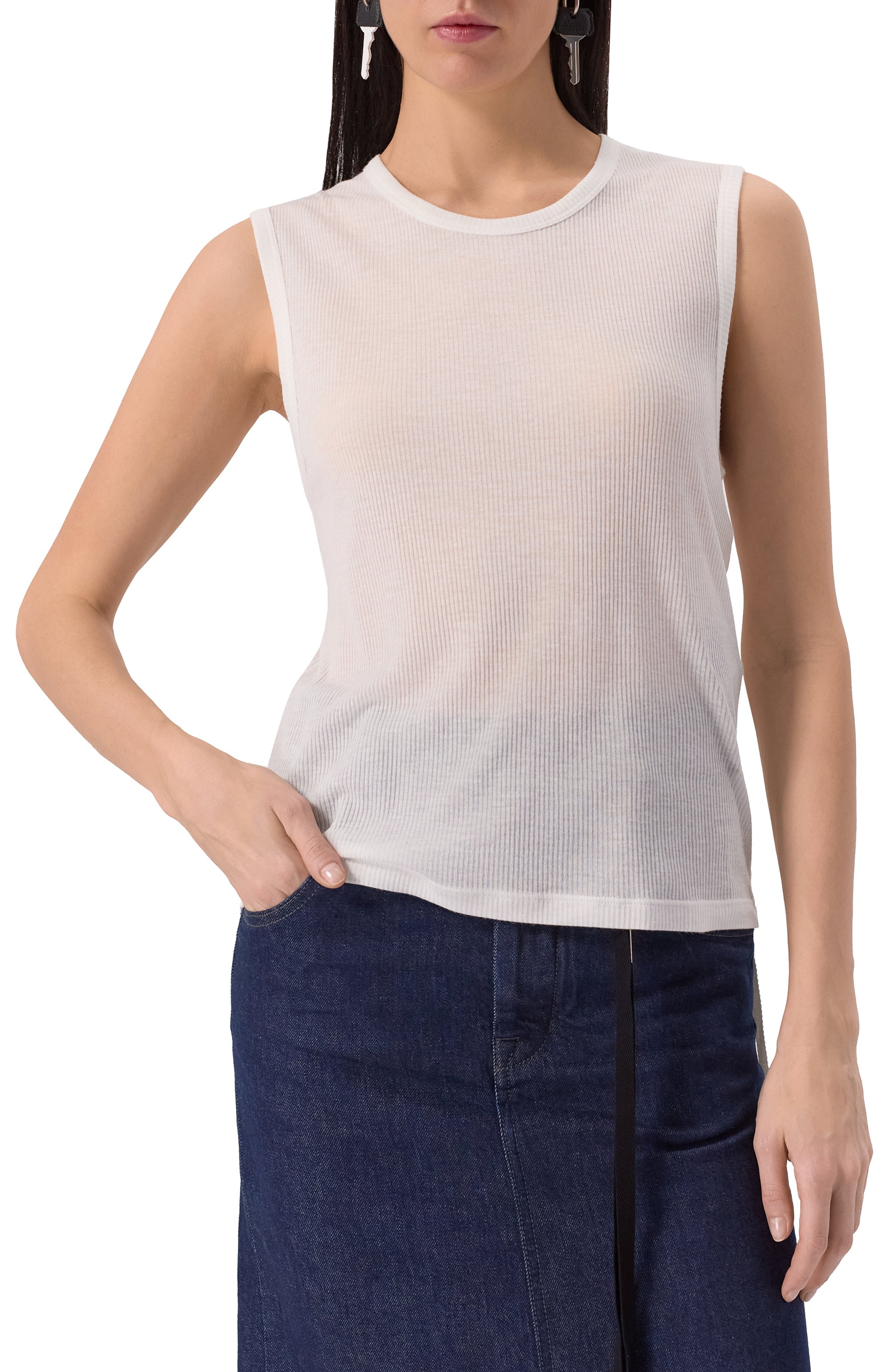 Майка из вискозы и хлопка ANN DEMEULEMEESTER, арт. B0011981/FA570, фото 3