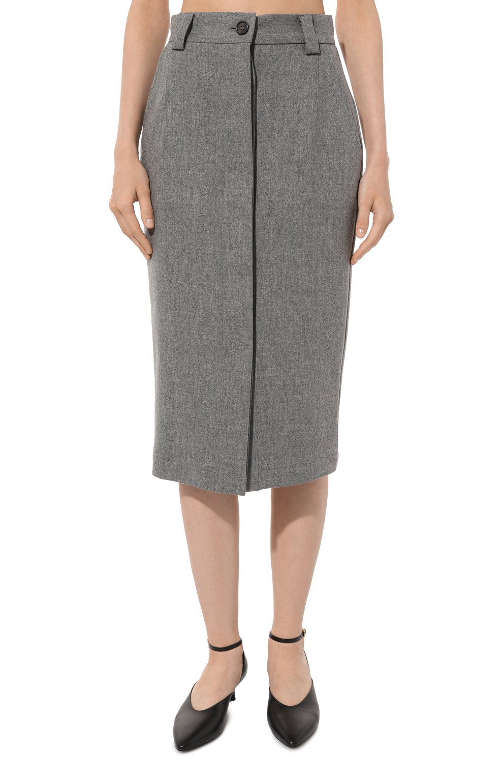 Шерстяная юбка LORENA ANTONIAZZI серого цвета по цене 59950 руб., арт. A2450G020A/4010, фото 3 Шерстяная юбка LORENA ANTONIAZZI, арт. A2450G020A/4010, фото 3