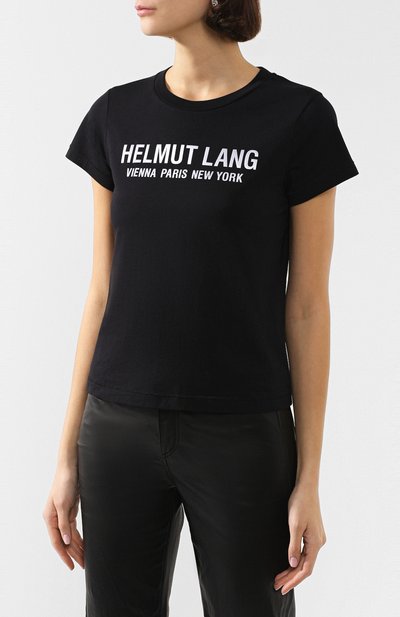 Хлопковая футболка HELMUT LANG черного цвета по цене 23650 руб., арт. K01DW504, фото 3 Хлопковая футболка HELMUT LANG, арт. K01DW504, фото 3