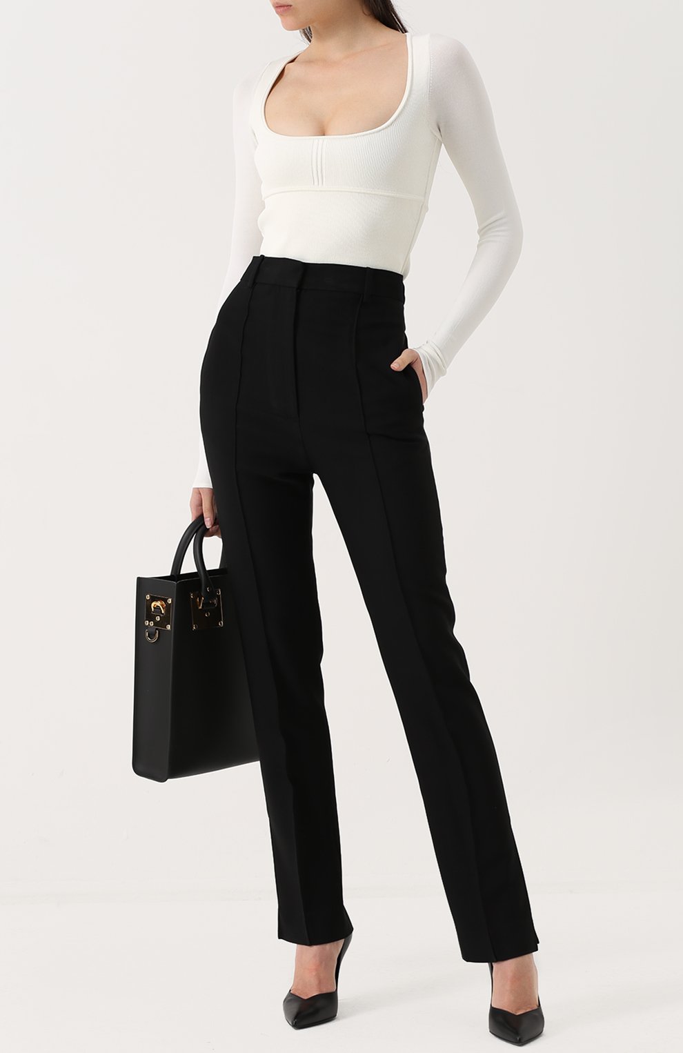 Облегающий топ фактурной вязки с длинным рукавом KHAITE, арт. 8033-101/K400, фото 2