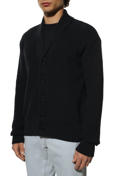 Кардиган из хлопка и кашемира BOSS темно-синего цвета по цене 24800 руб., арт. 50467955, фото 3 Кардиган из хлопка и кашемира BOSS, арт. 50467955, фото 3