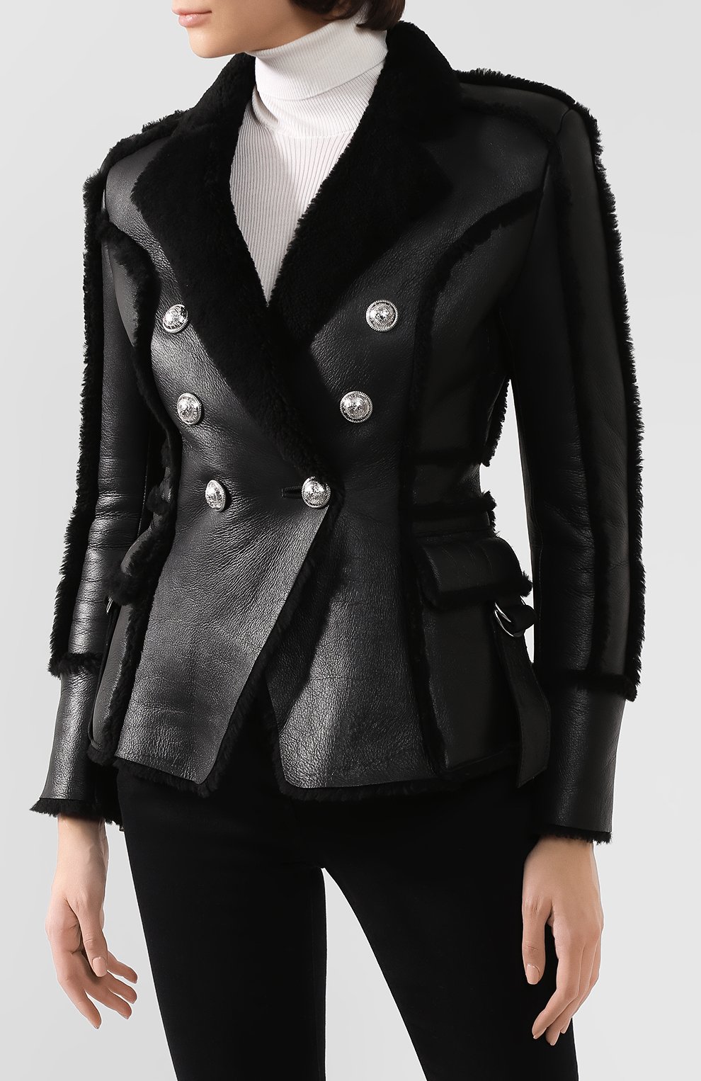 Укороченная дубленка BALMAIN черного цвета по цене 394000 руб., арт. SF28432/L080, фото 3 Укороченная дубленка BALMAIN, арт. SF28432/L080, фото 3
