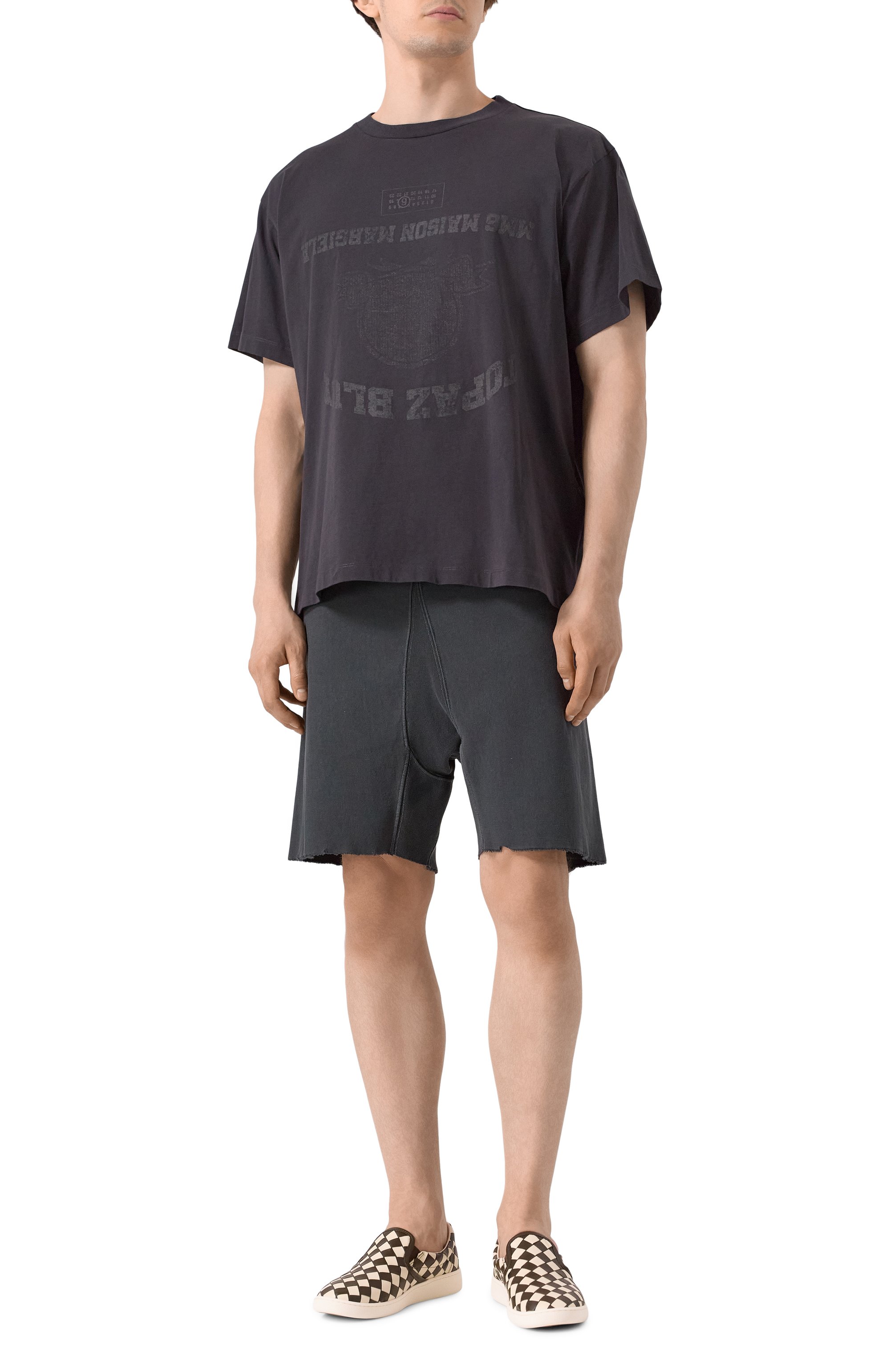 Хлопковая футболка MM6 темно-серого цвета по цене 26200 руб., арт. SH0GC0041/S24311, фото 2 Хлопковая футболка MM6, арт. SH0GC0041/S24311, фото 2