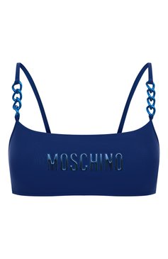 Женский бра-топ MOSCHINO синего цвета, арт. A5729/5211 | Фото 1 (Женское Кросс-КТ: Раздельные купальники; Материал внешний: Синтетический материал; Материал сплава: Проставлено; Нос: Не проставлено)