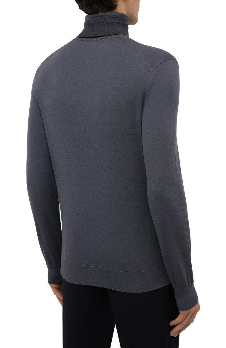 Мужской шерстяная водолазка ZEGNA серого цвета, арт. CYM01/120 | Фото 4 (Длина (для топов): Стандартные; Рукава: Длинные; Материал внешний: Шерсть; Мужское Кросс-КТ: Водолазка-одежда; Стили: Классический; Принт: Без принта; Автоматизация состава: Проставлено; Детали: Без декора; Автоматизация ТО: Проставлено)