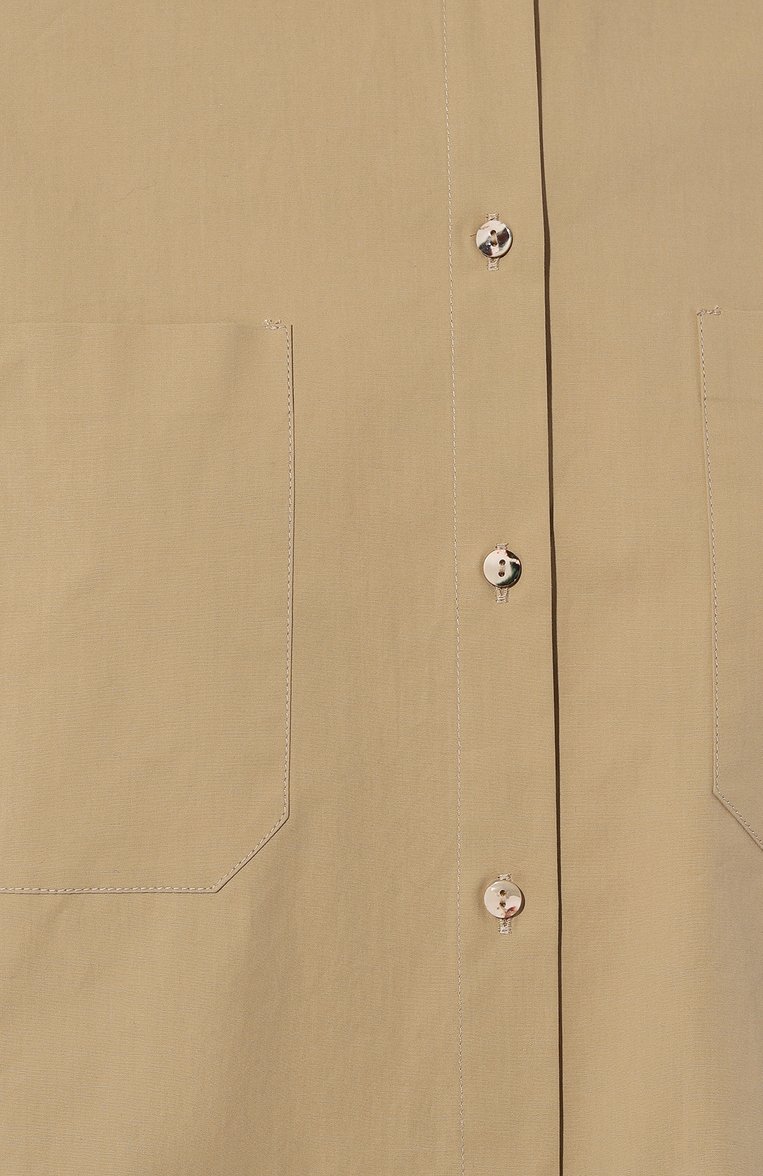Женская хлопковая рубашка ANTONELLI FIRENZE бежевого цвета, арт. J2301L/135B | Фото 5 (Принт: Без принта; Женское Кросс-КТ: Рубашка-одежда; Длина (для топов): Стандартные; Материал сплава: Проставлено; Материал внешний: Хлопок; Драгоценные камни: Проставлено; Рукава: 3/4; Стили: Кэжуэл)