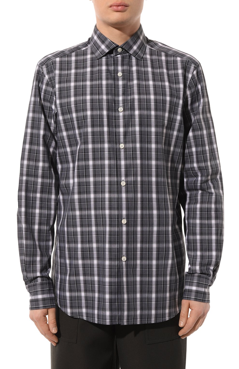 Хлопковая рубашка ZEGNA темно-серого цвета по цене 49150 руб., арт. UCX03A6/SRF5, фото 3 Хлопковая рубашка ZEGNA, арт. UCX03A6/SRF5, фото 3