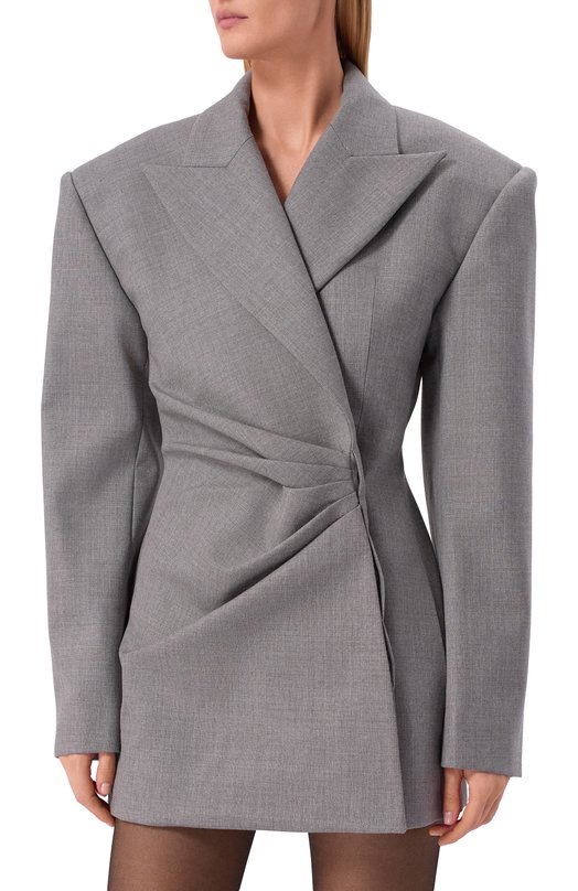 Шерстяное платье Balmain GF1R9409/WD39 Серый  GF1R9409/WD39 Фото 3