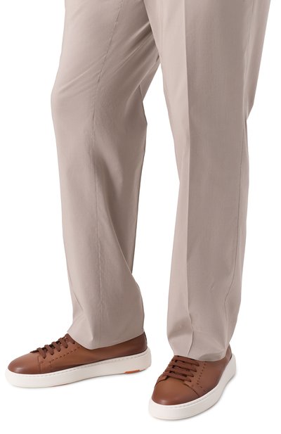 Кожаные кеды cleanic SANTONI коричневого цвета по цене 78050 руб., арт. MBCG22065BARTAFB, фото 3 Кожаные кеды cleanic SANTONI, арт. MBCG22065BARTAFB, фото 3