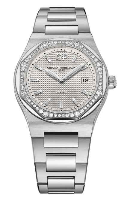 Женские часы laureato 34 mm GIRARD-PERREGAUX бесцветного цвета, арт. 80189D11A131-11A | Фото 1 (Материал корпуса: Сталь; Цвет циферблата: Серебристый; Механизм: Кварц)
