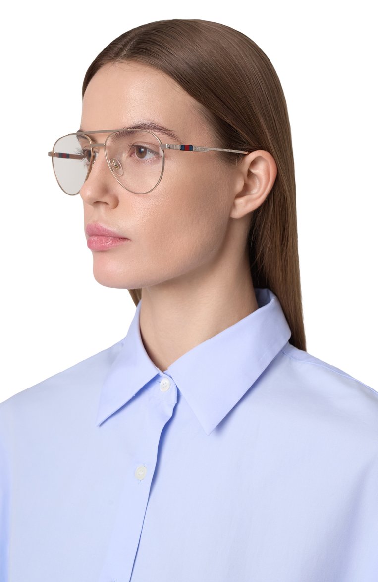 Женские оправа GUCCI золотого цвета, арт. GG1679 002 | Фото 3 (Тип очков: Оправа; Материал: Металл; Кросс-КТ: Оправы-унисекс; Очки форма: Авиаторы; Оптика Гендер: оптика-унисекс)