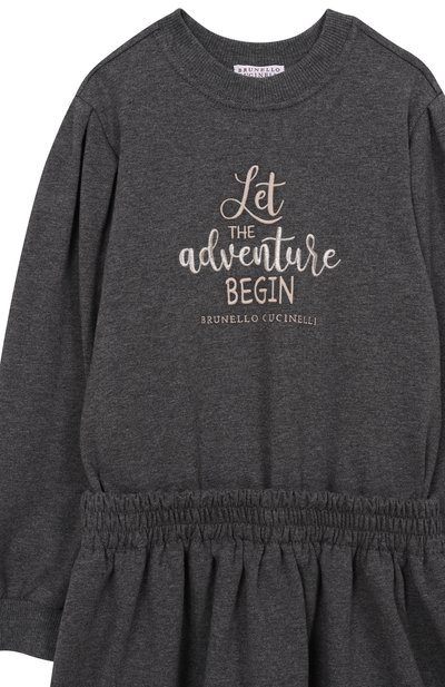 Хлопковое платье BRUNELLO CUCINELLI темно-серого цвета по цене 83300 руб., арт. BH827A324C, фото 3 Хлопковое платье BRUNELLO CUCINELLI, арт. BH827A324C, фото 3