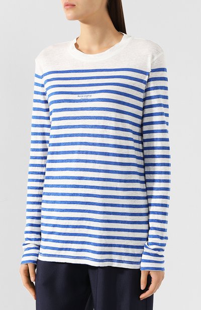 Льняной лонгслив ACNE STUDIOS голубого цвета по цене 16450 руб., арт. AL0003, фото 3 Льняной лонгслив ACNE STUDIOS, арт. AL0003, фото 3