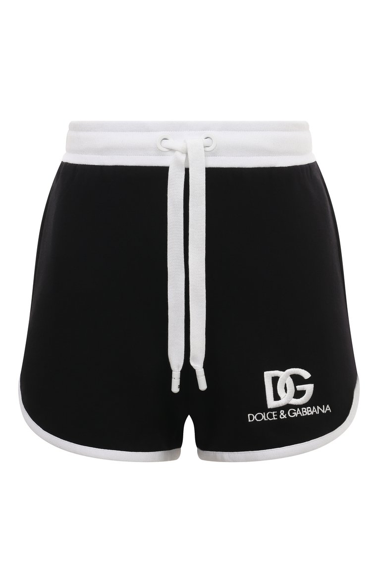 Женские хлопковые шорты DOLCE & GABBANA черного цвета, арт. FTC2SZ/GDB6F | Фото 1 (Материал внешний: Хлопок; Длина Ж (юбки, платья, шорты): Мини; Женское Кросс-КТ: Шорты-одежда; Стили: Спорт-шик)