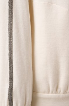 Женский толстовка из хлопка и шелка BRUNELLO CUCINELLI кремового цвета, арт. MD828SM606 | Фото 6 (Материал внешний: Шелк, Хлопок; Длина (для топов): Стандартные; Рукава: Длинные; Стили: Спорт-шик; Женское Кросс-КТ: Кардиган-одежда)