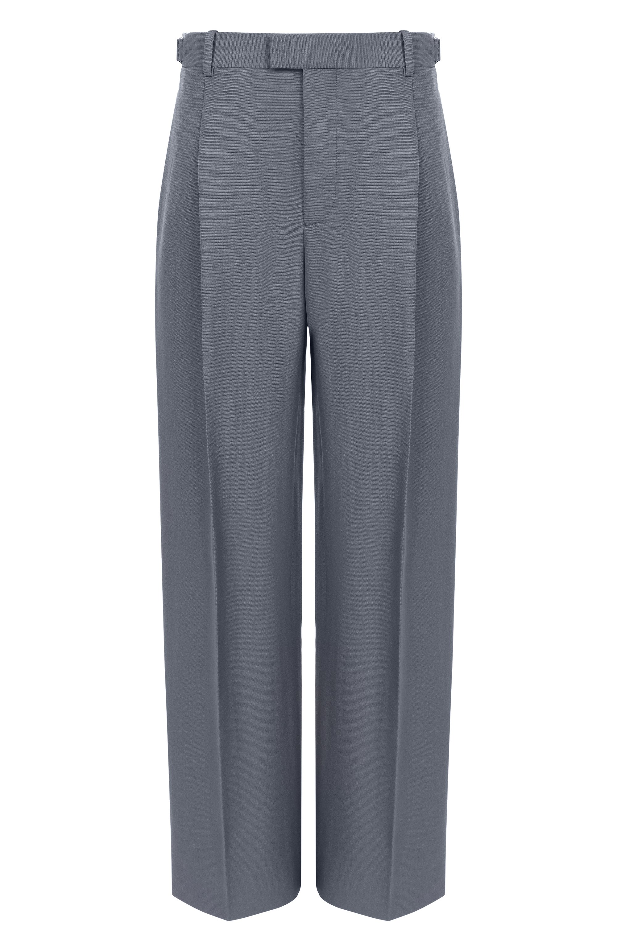 Шерстяные брюки BOTTEGA VENETA серого цвета по цене 163000 руб., арт. 812168/V4XY0, фото 1 Шерстяные брюки BOTTEGA VENETA, арт. 812168/V4XY0, фото 1