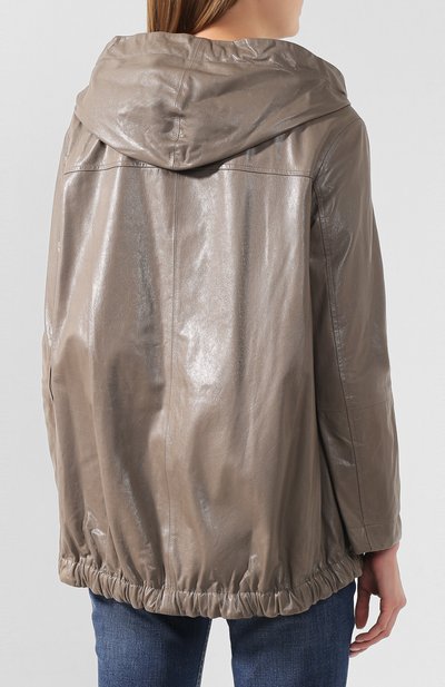 Кожаная куртка BRUNELLO CUCINELLI серого цвета по цене 775000 руб., арт. MPBIS8448, фото 4 Кожаная куртка BRUNELLO CUCINELLI, арт. MPBIS8448, фото 4