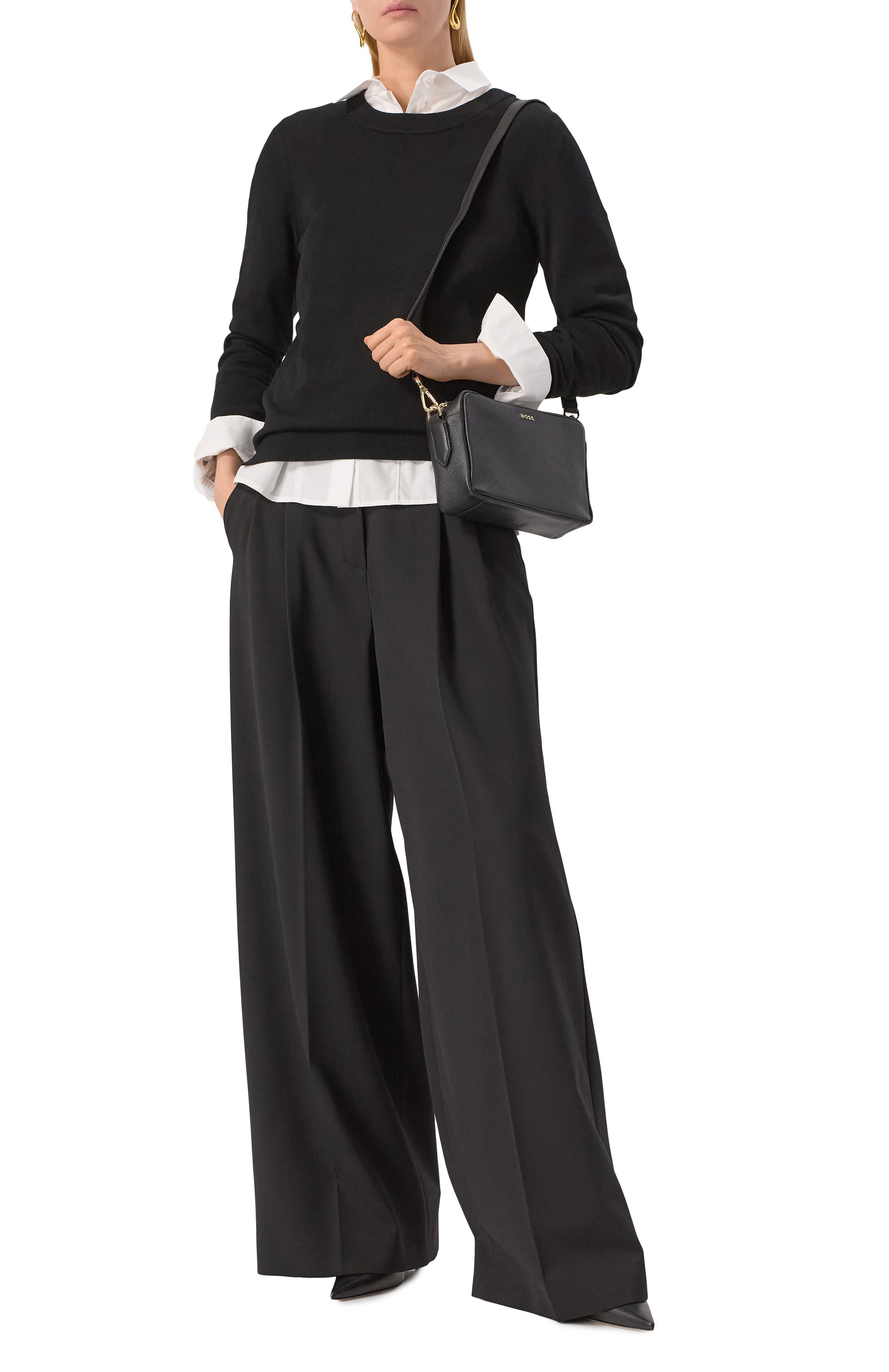 Шерстяной пуловер BOSS черного цвета по цене 19950 руб., арт. 50492551, фото 2 Шерстяной пуловер BOSS, арт. 50492551, фото 2