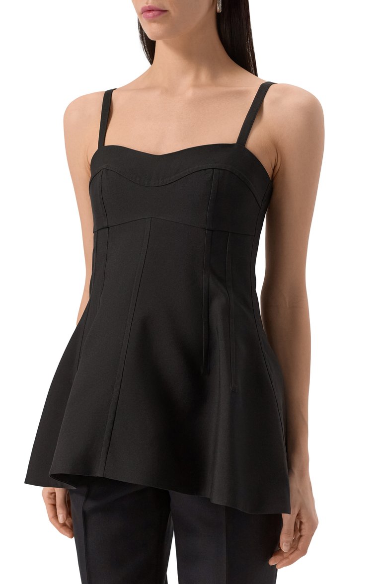 Женский топ JIL SANDER черного цвета, арт. J04NC0107-J70013 | Фото 3 (Материал внешний: Шелк, Синтетический материал; Длина (для топов): Удлиненные; Рукава: На бретелях; Стили: Минимализм; Автоматизация ТО: Проставлено; Автоматизация состава: Проставлено)