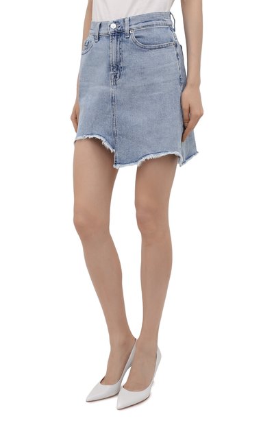 Джинсовая юбка 7 FOR ALL MANKIND голубого цвета по цене 13400 руб., арт. JSSKB750L0, фото 3 Джинсовая юбка 7 FOR ALL MANKIND, арт. JSSKB750L0, фото 3