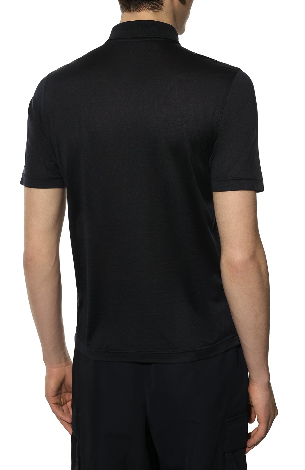 Шелковое поло ANDREA CAMPAGNA темно-синего цвета по цене 51450 руб., арт. 60151/78311, фото 4 Шелковое поло ANDREA CAMPAGNA, арт. 60151/78311, фото 4