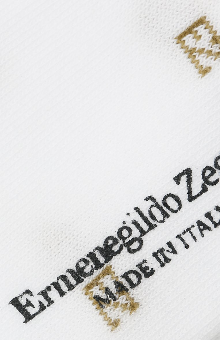 Мужские хлопковые носки ZEGNA белого цвета, арт. N5V023240 | Фото 2 (Кросс-КТ: бельё; Материал сплава: Проставлено; Нос: Не проставлено; Материал внешний: Хлопок)