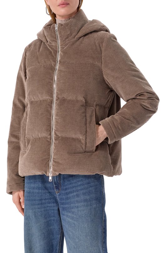Вельветовый пуховик Kiton D54658K0587C07 Серый  D54658K0587C07 Фото 3