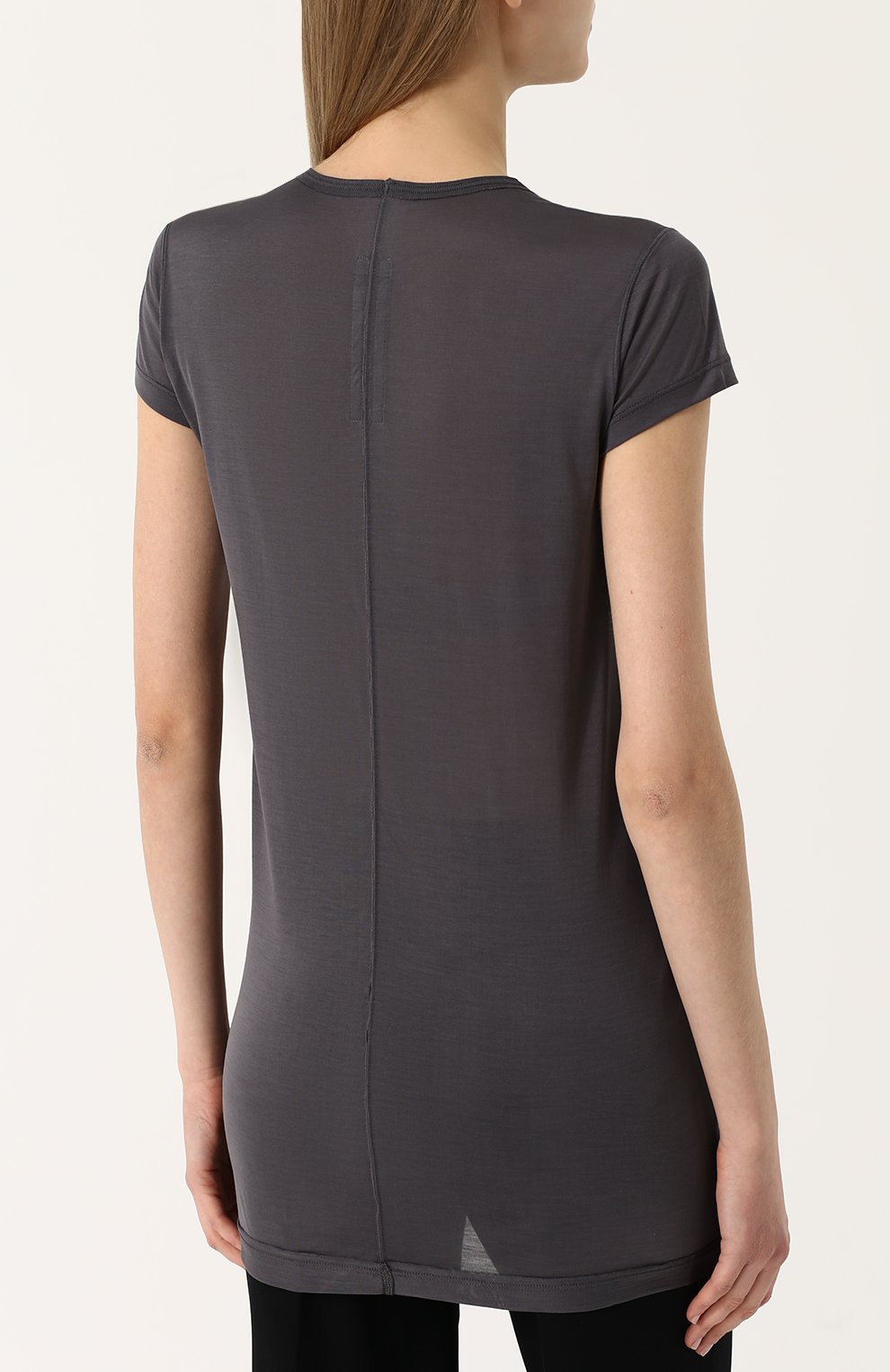 Удлиненный шелковый топ с круглым вырезом RICK OWENS, арт. RP18S8203/JR, фото 4