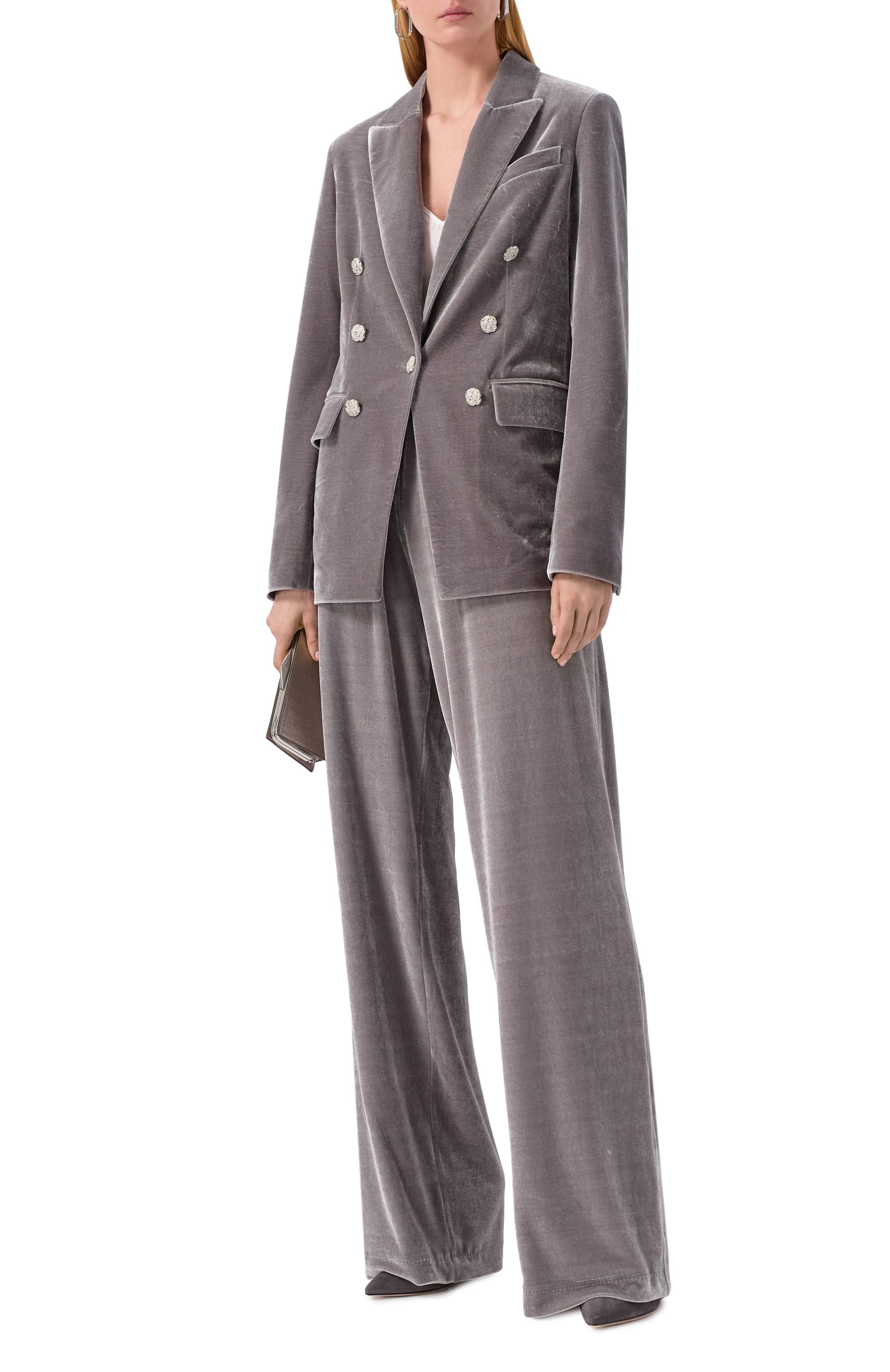 Бархатный жакет SEVEN LAB серого цвета по цене 33180 руб., арт. SSB.10.200.140, фото 2 Бархатный жакет SEVEN LAB, арт. SSB.10.200.140, фото 2