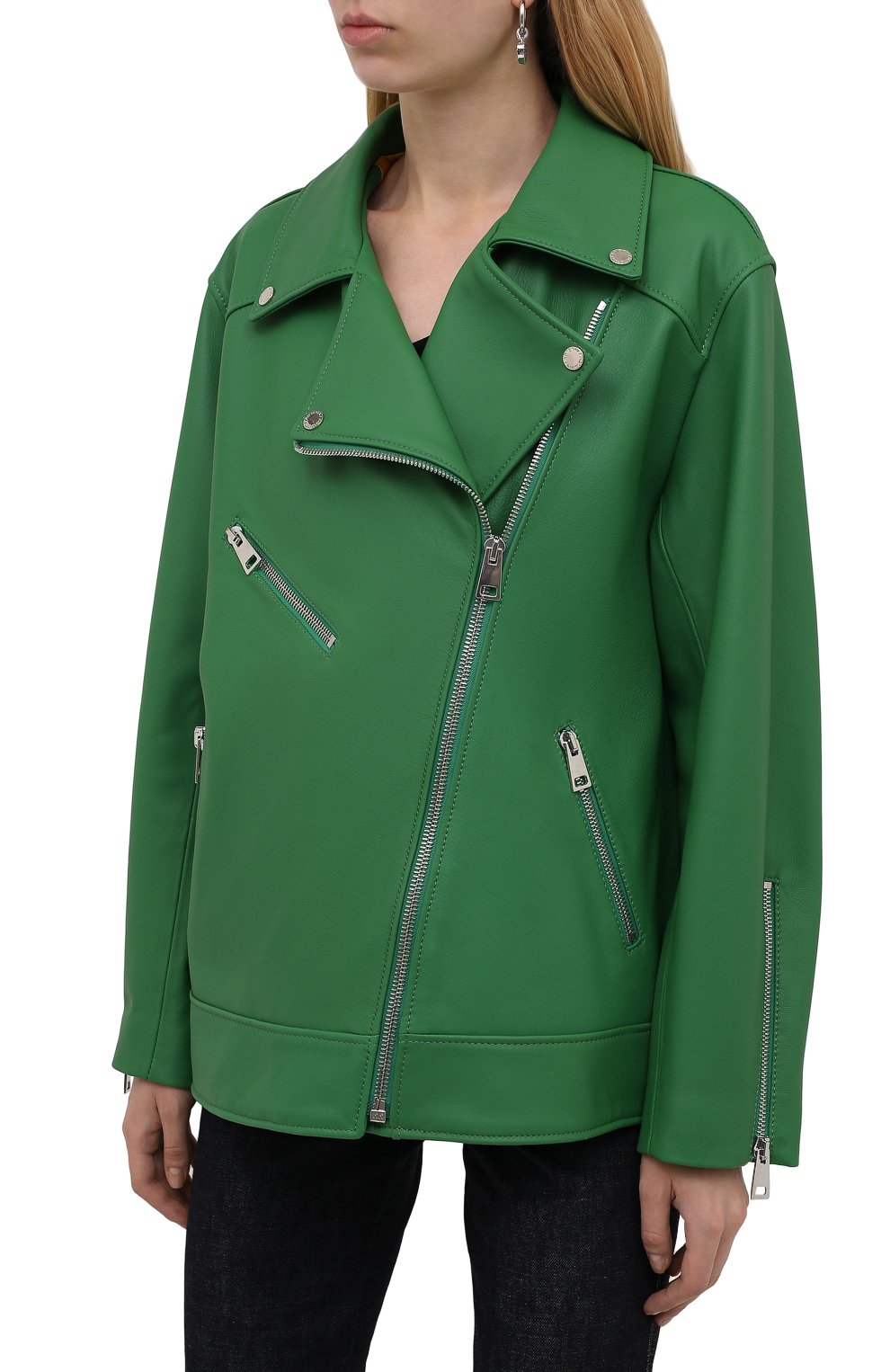 Кожаная куртка MASLOV зеленого цвета по цене 127600 руб., арт. SMW101, фото 3 Кожаная куртка MASLOV, арт. SMW101, фото 3