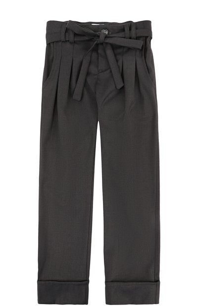 Брюки прямого кроя с защипами и поясом ALETTA темно-серого цвета по цене 11450 руб., арт. AF555088N/4A-8A, фото 1 Брюки прямого кроя с защипами и поясом ALETTA, арт. AF555088N/4A-8A, фото 1