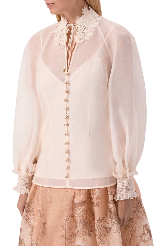 Блузка изо льна и шелка Zimmermann 7121TC261 Кремовый  7121TC261 Фото 3