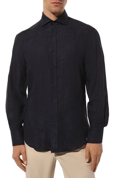 Рубашка из хлопка и льна BRUNELLO CUCINELLI, арт. MM6631718P, фото 3