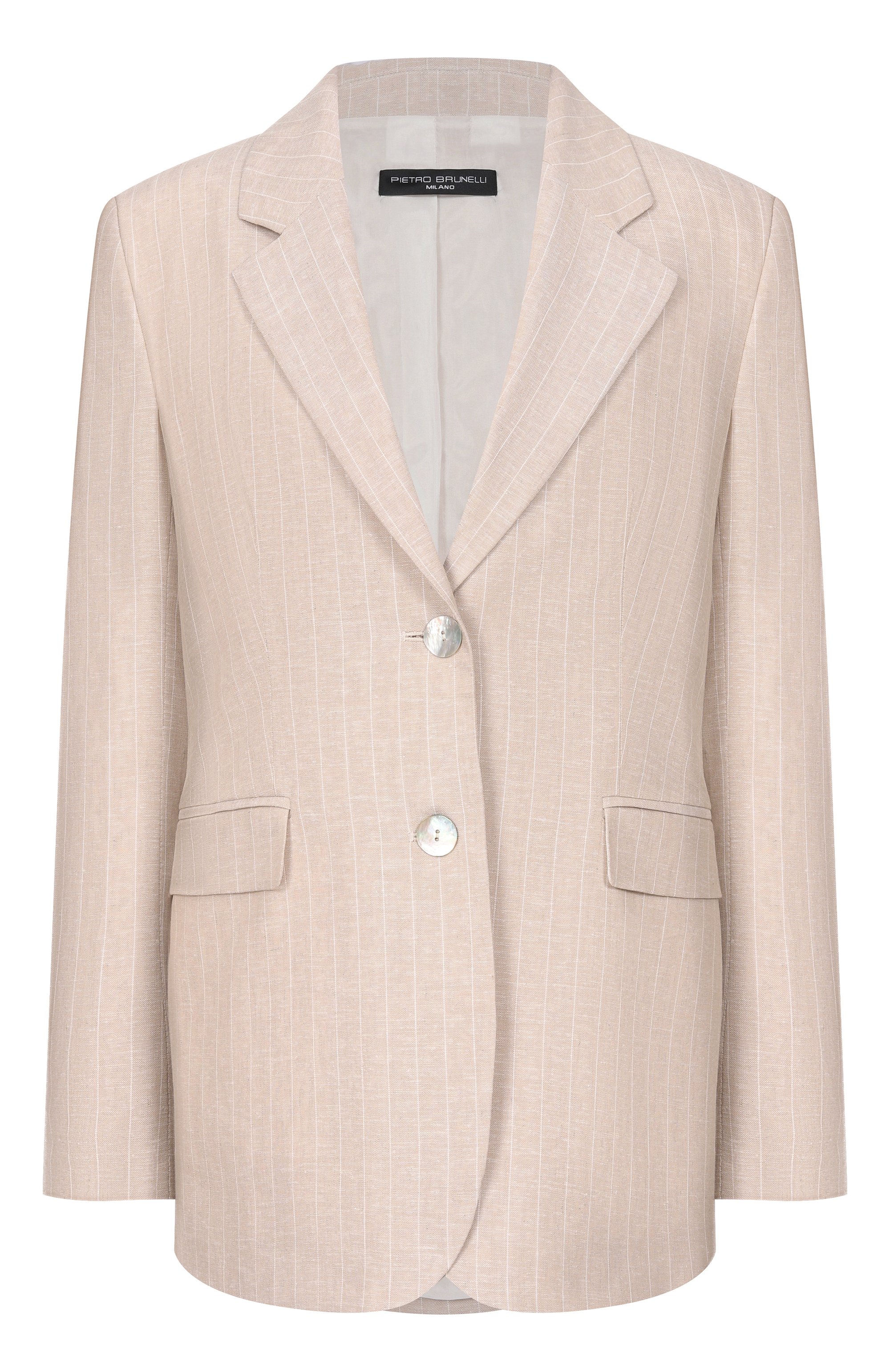 Жакет из вискозы и льна PIETRO BRUNELLI бежевого цвета по цене 39950 руб., арт. CB0170/LICUBA, фото 1 Жакет из вискозы и льна PIETRO BRUNELLI, арт. CB0170/LICUBA, фото 1